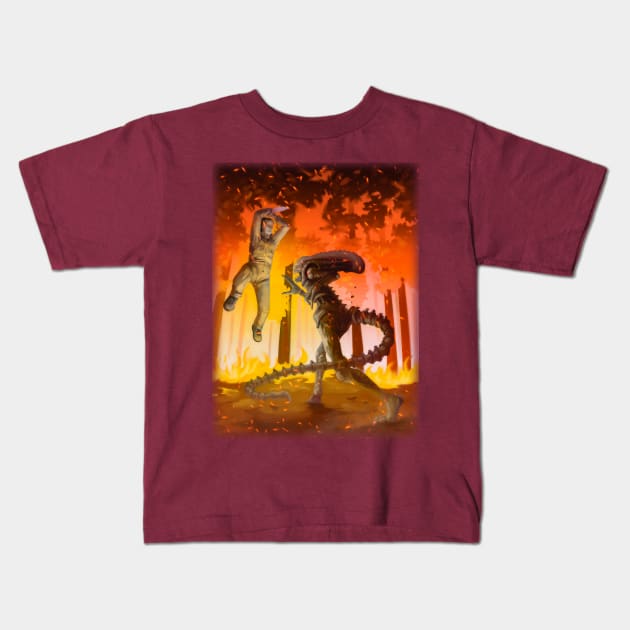 Michael Myers VS Alien Kids T-Shirt by vanpaul54
